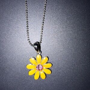 Brand new Cookie Lee Yellow and Pink Flower Pendant Necklace